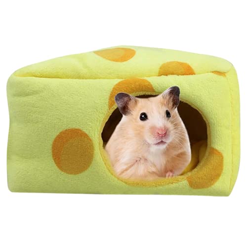 HAICHEN TEC Hamsterhöhle Bett Winter Warm Kleintier Versteck Nest mit abnehmbarem Kissen Anti-Rutsch Käfig Zubehör für Zwerghamster Ratte Igel Zuckergleiter Eichhörnchen (Käse) von HAICHEN TEC