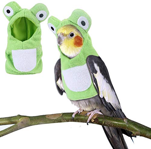 HAICHEN TEC Vogelkostüm Vogelwindel Fluganzug Frosch Form Hoodie Vogelkleidung Cosplay Foto Requisiten für Papageien Graupapageien Sittiche Nymphensittiche Sonnenmilch Vogel Hoodie Kleintiere von HAICHEN TEC