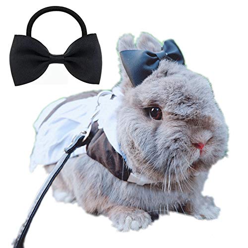 Kaninchen Kleidergeschirr Französisches Dienstmädchen Kleid mit Schürze Lolita Cosplay Kostüm Halloween Outfits Verstellbares Kaninchen Outfit für Hase Meerschweinchen Chinchilla Kleintiere Walking Party Urlaub Alltag (S) von HAICHEN TEC