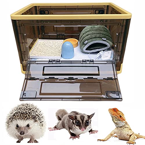 Tragbarer Igelkäfig mit Rädern und Griffen, zusammenklappbarer Hamsterkäfig, Kunststoff, Rattenhaus, für drinnen und draußen, kleine Tiere, Reisebox für Igel, Hamster, Ratten, Bartdrachen von HAICHEN TEC