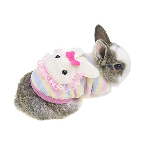 Winter Warm Fleece Bunny Kaninchen Kleidung Niedlich Kleintier Meerschweinchen Chinchilla Frettchen Engel Kostüm Zubehör Outfit für Hamster Ratten Katze Kätzchen Hund Welpen und Kleintiere (XXS) von HAICHEN TEC