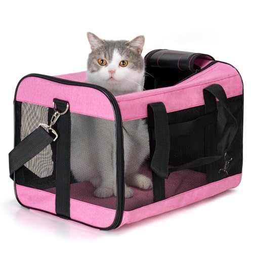 HAIPIMAO Katzentragetasche, Fluggesellschaftszugelassen, weiche Seiten, Hundetransport, Haustier-Transport, mit innerer Sicherheitsleine für kleine, mittelgroße Katzen, Hunde, Welpen, Kätzchen bis zu von HAIPIMAO