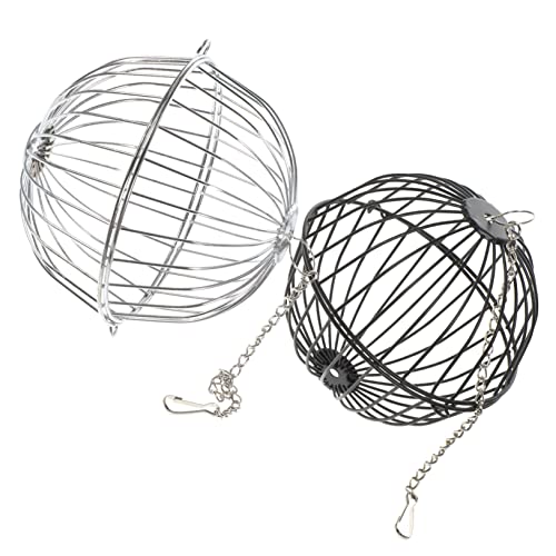 HAKIDZEL Hängender Ball Heu Feeder 2pcs Strohball Haustier Kaninchen Spielzeug Lebensmittel Spielzeug Lebensmittelspender Hängende Ball Feeder Spielzeug Hamster Heu Feeder Edelstahl Haustiere Heu von HAKIDZEL