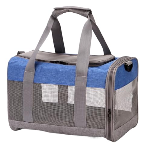 Transportbox Katze Transporttasche Katze Sommer-Haustiertasche, Katzen- Und Hundetrage, Weiche Welpentrage Für Katzen, Reisen, Outdoor Katzen Transportbox Katzenbox ( Color : Blue , Size : 38*25*26cm von HALAHAI