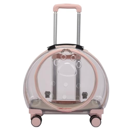 Transportbox Katze Transporttasche Katze Transparenter Und Frei Atmender Haustiertransporter-Rucksack Mit Trolley-Rädern Für Hunde Und Katzen, Tragbarer Katzentransporter Katzen Transportbox Katzenbox von HALAHAI