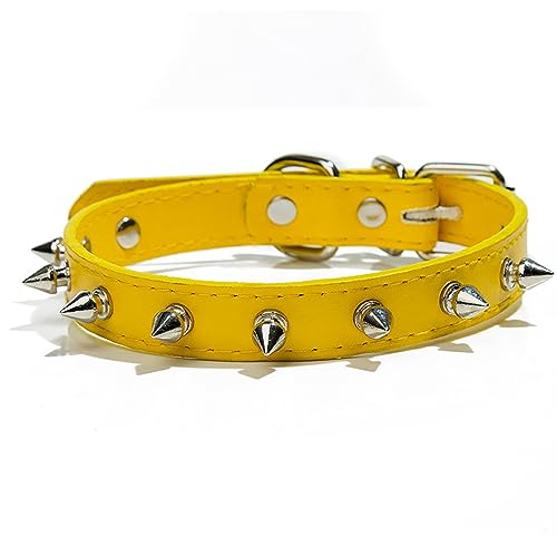 HALFSUMO Hundehalsband Leder Halsband Hund Lederhalsband Hund Verstellbar Halsband für Kleine Mittelgroße Große Hunde Gelb M von HALFSUMO