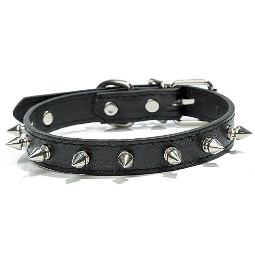 HALFSUMO Hundehalsband Leder Halsband Hund Lederhalsband Hund Verstellbar Halsband für Kleine Mittelgroße Große Hunde Schwarz S CL031 von HALFSUMO