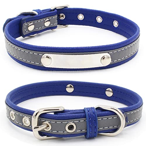 Hundehalsband mit Namen Personalisiertes verspiegeltes Hundehalsband aus Leder mit Name und Telefonnummer Geeignet für mittelgroße und kleine große Hunde von HALFSUMO