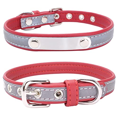 Hundehalsband mit Namen Personalisiertes verspiegeltes Hundehalsband aus Leder mit Name und Telefonnummer Geeignet für mittelgroße und kleine große Hunde von HALFSUMO