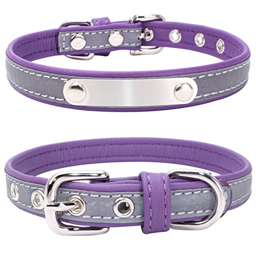 HALFSUMO Hundehalsband mit Namen Personalisiertes verspiegeltes Hundehalsband aus Leder mit Name und Telefonnummer Geeignet für mittelgroße und kleine große Hunde von HALFSUMO