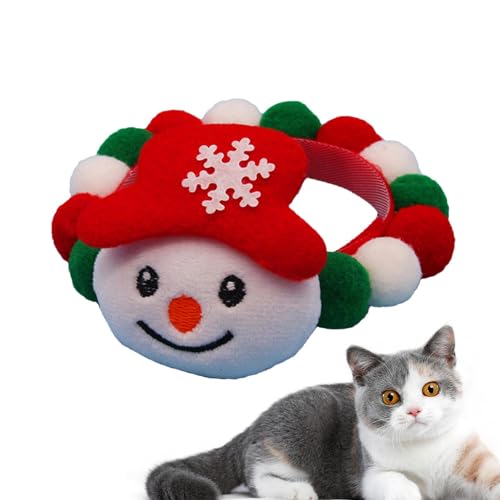 HAMIL Cartoon-Haustierhalsband,Katzen-Weihnachtshalsbänder - Weiche Welpenhalsbänder, abnehmbar und verstellbar, Plüschhalsband für Welpenhunde von HAMIL