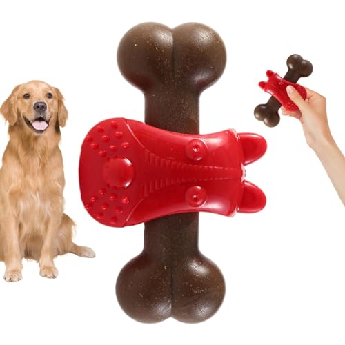 Hundeknochen-Kauspielzeug, Hundezahnreinigungsspielzeug, Zähes Hundeknochenspielzeug zur Zahnreinigung mit konvexen Spitzen, Spielzeug zur Bereicherung für Hunde, Heimtierbedarf, Slow Feeder für klein von HAMIL