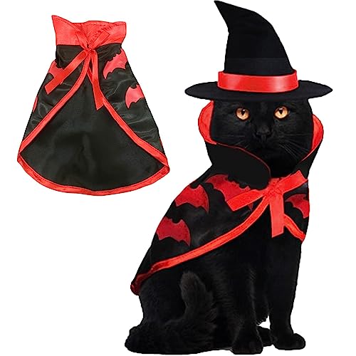 Kostüme für Katzen - Kätzchen Cosplay Kostüme,Hundekleidung in Umhangform mit Fledermausmuster. Verleihen Sie Halloween-Atmosphäre mit Kürbismuster für Kaninchen, Hunde und Katzen von HAMIL