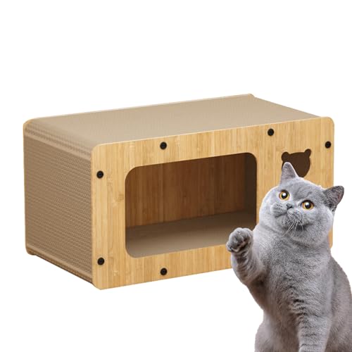 Scratch-Lounge-Bett, Starke Krallenschärfer für Katzen, Kratzboxen, Hautfreundliches Katzenkratzhaus aus Holz. Effektives Katzenhaus aus Pappe mit Kratzbaum für Katzen von HAMIL