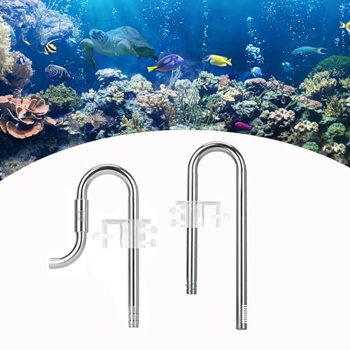 HAMON Aquarium Filterrohr, Inflow-Outflow Set Aquarium Skimmer Edelstahl-Lilienrohr Einlauf und Auslauf, Kompatibel mit 16MM Filterschläuchen für Aquarienpflanzen-Tanks von HAMON