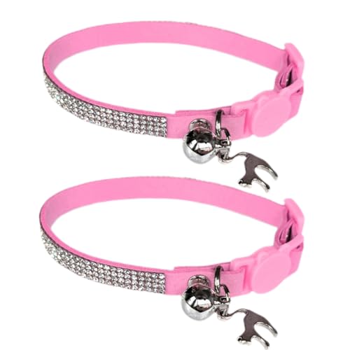 2 Stück Strass Katzenhalsband Breakaway mit Glocke, verstellbares Diamant-Kätzchen-Halsband Schnellverschluss für Mädchen Junge Kätzchen Kaninchen von HAMUSN