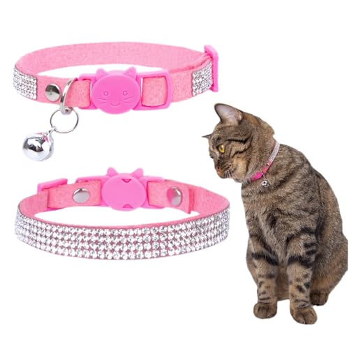 Katzenhalsband mit Strasssteinen und Glöckchen, Sicherheitsschnalle, verstellbar, Diamant, für Mädchen, Jungen, Kätzchen, niedlich, bequem, für Kätzchen, kleine Haustiere, Kaninchen, 15,2 - 22,9 cm, Katzenhalsband mit Strasssteinen und Glöckchen, Sicherheitsschnalle, verstellbar, Diamant, für Mädchen, Jungen, Kätzchen, niedlich, bequem, für Kätzchen, kleine Haustiere, Kaninchen, 15,2 - 22,9 cm, von HAMUSN