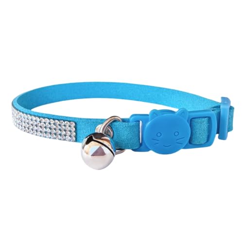 Strass-Katzenhalsband, Sicherheitsschnalle mit Glöckchen, verstellbar, Diamant, für Mädchen, Jungen, Kätzchen, niedlich, bequem, für Kätzchen, kleine Haustiere, Kaninchen, 19,1 - 27,9 cm, Himmelblau Strass-Katzenhalsband, Sicherheitsschnalle mit Glöckchen, verstellbar, Diamant, für Mädchen, Jungen, Kätzchen, niedlich, bequem, für Kätzchen, kleine Haustiere, Kaninchen, 19,1 - 27,9 cm, Himmelblau von HAMUSN