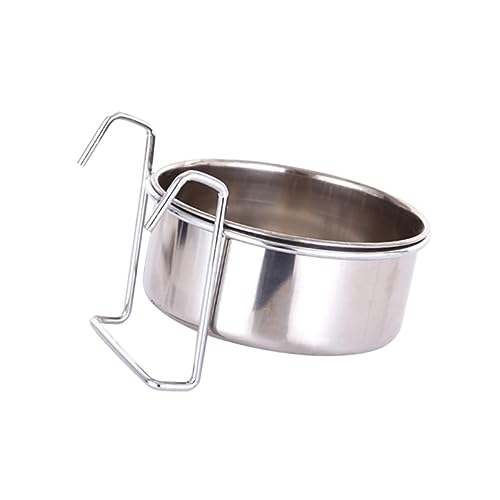 HANABASS 1 Satz Hängeschale aus Edelstahl pet Water Bowl Slow Feeder Hundenapf faltbar Kleiner Futterautomat Zinn Futternapf für Katzen hängende Haustierschüssel Rostfreier Stahl Silver von HANABASS