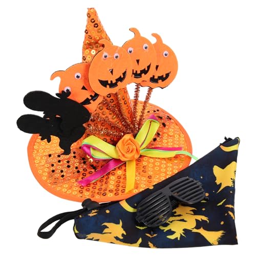 HANABASS 1 Satz Halloween-Hut Halloweenkostüm Vampirkostüme für Hunde Kätzchen-Zubehör Halloween Katzenohren Katzenhut für Halloween entzückende Katzenbrille Halloween-Katzenhut Polyester von HANABASS