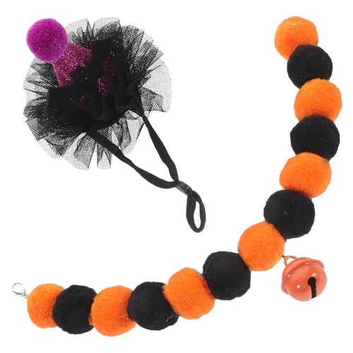 HANABASS 1 Satz Halloween-Kitten-Kragen-Hut-kit, Dekoratives Katzenhalsband, Katzenhut, Katzen-Haustier-Halloween-kostüm von HANABASS