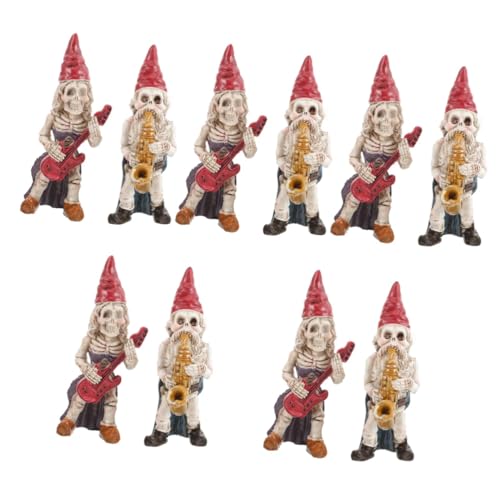 HANABASS Gartenzwerg Stinkefinger 10 STK -Ornamente Halloween-Aquarium Gnom-skelettfigur -Paar-Statue Halloween Dekoration Halloween Decoration GNOME-schädel-Statue Aquarium-Halloween-zubehör Harz von HANABASS