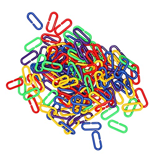HANABASS 100st C-klemmhaken Kauspielzeug Vogellinks Für Vogel Vogelkettenglieder Bunte Kettenglieder Papagei Kauglieder Links Für Vögel Spielzeuge Spielzeug Für Kinder Zuckergleiter Plastik von HANABASS
