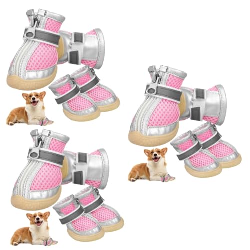 HANABASS 12 STK kleine Hundesandalen Atmungsaktive Hundeschuhe rutschfeste Hundeschuhe Atmungsaktive Welpenschuhe Rutschfester Hundestiefel sommerliche hundeschuhe Hundebekleidung Rosa von HANABASS