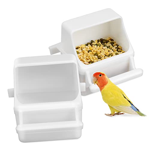 HANABASS 2 STK Essensbox Vogelkäfig Hängende Schale Futterspender Vögel Essen Vogelfutter Für Sittiche Wasserspender Für Sittiche Für Den Käfig Aufbewahrungsbehälter Für Vogelfutter Plastik von HANABASS