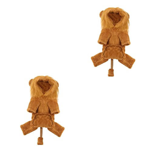 HANABASS 2 STK Haustier Verwandelt Sich in Löwenkleidung Outfit Hundekleidung Für Kleine Hunde Hundebekleidung Für Große Hunde Halloween Hundekostüme Hundeoverall Welpe Vlies Golden Flanell von HANABASS