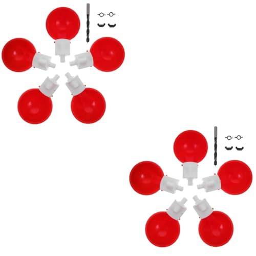 HANABASS 2 Sätze Automatischer Wasserbecher für Hühner Wasserspender für Vögel Taubenwasser-Fütterungsbecher Wachtel Wasserbecher Hühnertränke Taubenwassernäpfe Futternapf für Hühner pp rot von HANABASS