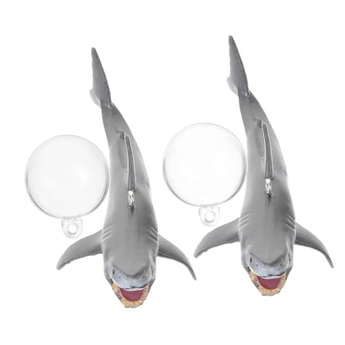 HANABASS 2 Sets Fischdekoration Aquarium Meerestier Simulation Hai Figuren Taucher Aquarium Meerestier Ornament Dekorieren Aquarium Halter Kit Float Pool PVC von HANABASS