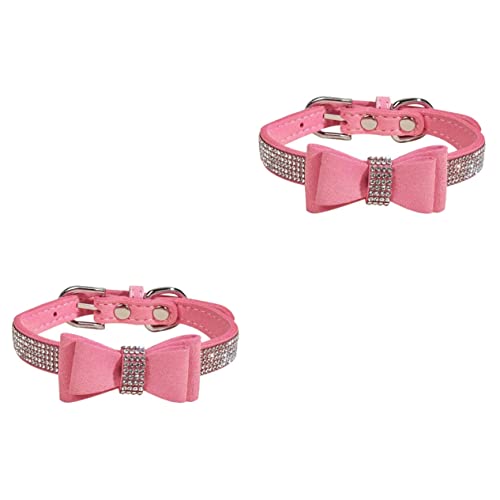 HANABASS 2 Sets Haustier Diamanthalsband Mit Schleife Hundehalsband Welpen Bandana Großes Hundehalsband Dreieck Haustierschals Haustierhalsbänder Kostüm Halskette Kleines Halsband von HANABASS