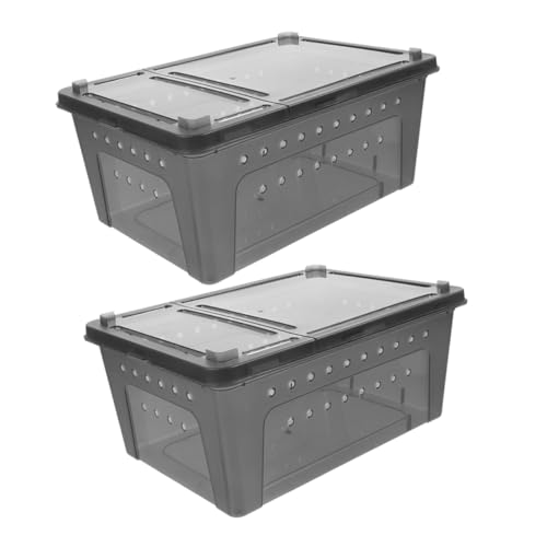 HANABASS 2 Stück Reptilien Zuchtbox mit Deckel Kleine Spinnen und Habitat Käfige Tragbarer Kunststoff Aufzucht und Futterbehälter für Gecko Frosch Ausbruchsicher und Leicht zu Reinigen HANABASS 2 Stück Reptilien Zuchtbox mit Deckel Kleine Spinnen und Habitat Käfige Tragbarer Kunststoff Aufzucht und Futterbehälter für Gecko Frosch Ausbruchsicher und Leicht zu Reinigen von HANABASS