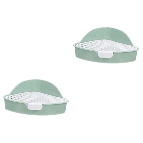 HANABASS 2Er-Box Kaninchentoilette Hamsterkäfigreiniger kleine Tiertoilette Hamster klo kaninchenklo Haustier unterputzdose Käfighäschen Toilette Anti-Fall-Häschen-Töpfchentrainer pp Green von HANABASS