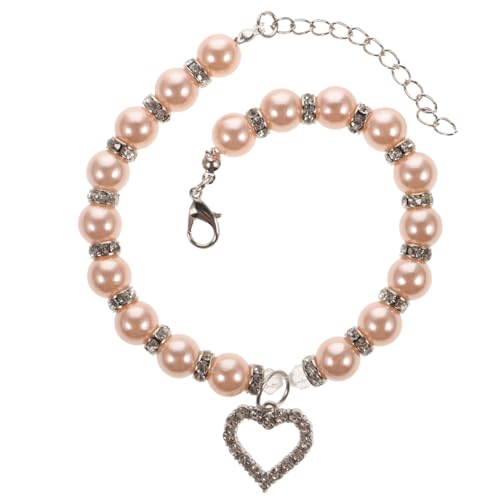 HANABASS 2St Katzenhalskette Pearl Necklace Perlenhalskette Haustierhalskette Kristallhalskette Bling-Bling-Halskette Halsketten Schmuck für Haustiere Perlenkette für Haustier Rosa von HANABASS