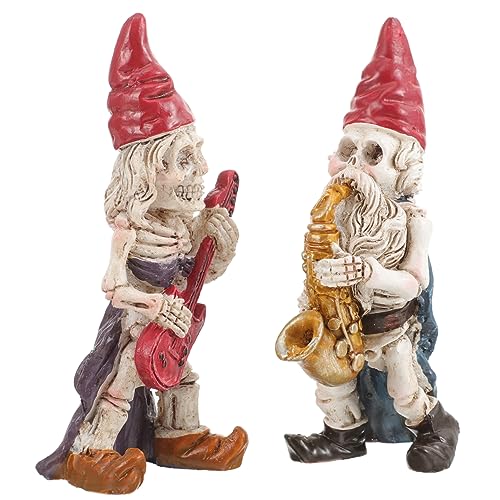 HANABASS 2St -Ornamente Gnom-Skelettfigur Friedhofszwerge Halloween-Miniaturen Halloween Dekoration Halloween Decoration gartendeko GNOME-Schädel-Statue Gartenzwerge im Freien Harz von HANABASS