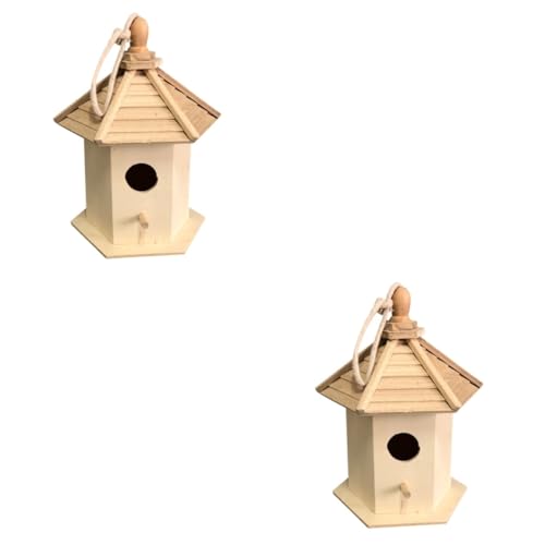 HANABASS 2St Vogelkäfig aus Holz kleines Tierhöhlenspielzeug Vogelhaus Modell nautischer Vogel Tür Wohnkultur Spielzeug für draußen Vogelhaus aus Holz Vogelkäfig für Haustiere Hölzern von HANABASS