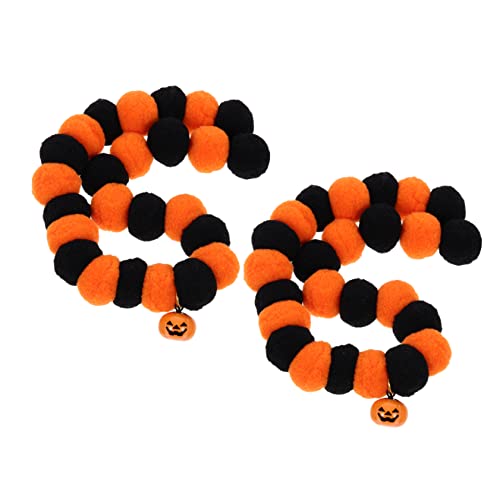 HANABASS 2st Halloween-Kragen Halloween-kürbiskragen Katzenhalsband Im Glockendesign Kürbis-katzenhalsband Katzenspielzeug-snackspender Halloween-kätzchen-Halskette Haustier Nylon von HANABASS