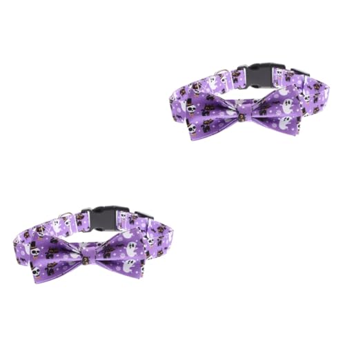 HANABASS 2st Halloween-Kragen Haustier Bowknot Halsschmuck Für Haustiere Halloween-Katzen-Krawatten Halloween-katzenhalsband-Fliege Halsring Für Haustiere Violett Baumwolle Polyester von HANABASS