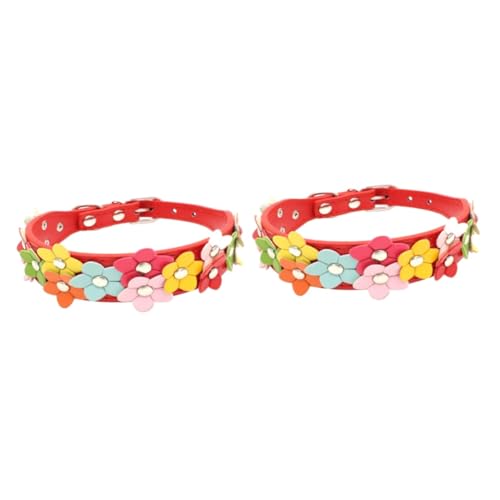 HANABASS 2st Haustier Hundehalsband Seilgürtel Blumenhund Haustierhalsbandkegel Hundehalsband Klein Hundeleine Wunderschönes Haustierhalsband Haustierhalsband Haustier Hundekette Rot von HANABASS