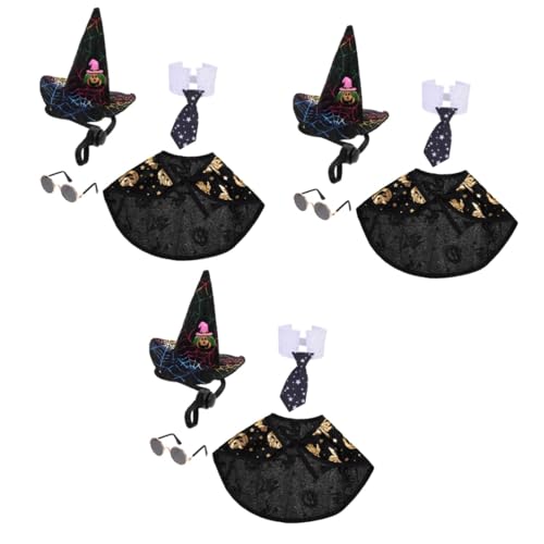 HANABASS 3 Sätze Halloween-Mantel tierkostüme Dog Costume hundezubehör Katzen Hut Partygeschenke für Haustiere Vampirkostüme für Hunde Parodie-Katzen-Kostüm Hunde-Halloween-Kostüm Polyester von HANABASS