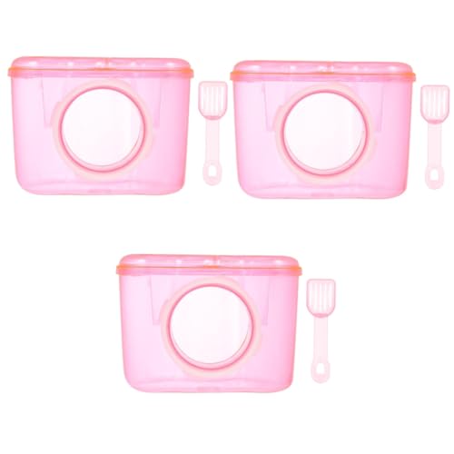 HANABASS 3St Haustier Badezimmer Hamstersand kleine Tiere Hamster Toilette badewanne kleine Behälter Hamster sandbad Hamster-Sandbad Hamsterbad aus Acryl Badezimmer mit Hamsterdusche rot von HANABASS