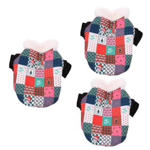 HANABASS 3st Baumwollmantel Für Hunde Welpen-Outfits Weihnachtshundekleidung Weihnachtswelpenkleid Kätzchen-Katze-Weihnachts-Rollkragenpullover Winterjacke Für Hunde Welpen-Pyjama Polyester von HANABASS