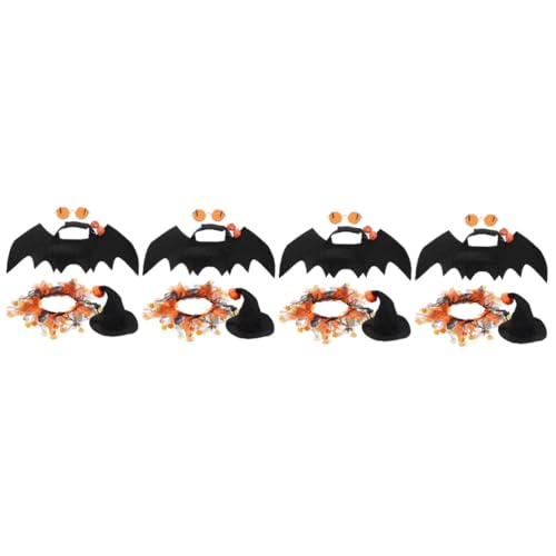 HANABASS 4 Sätze Halloween-Hut Brillendekoration Für Haustiere Halsband Für Haustiere Party-halstuchbrille Halloween-welpenhut Halloween-Haustier Katze Hund Hut Dekor Hundehorn Polyester von HANABASS