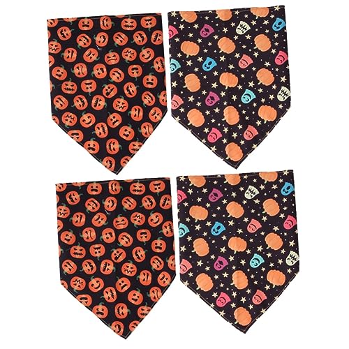 HANABASS 4 Stück Halloween-Dreiecksschal Halloween-Hundeschal Thanksgiving-Hundebandanas Dog Bandana Halstuch für Hunde tragbares Bandana für Haustiere Hauskatzenbandana Polyester von HANABASS