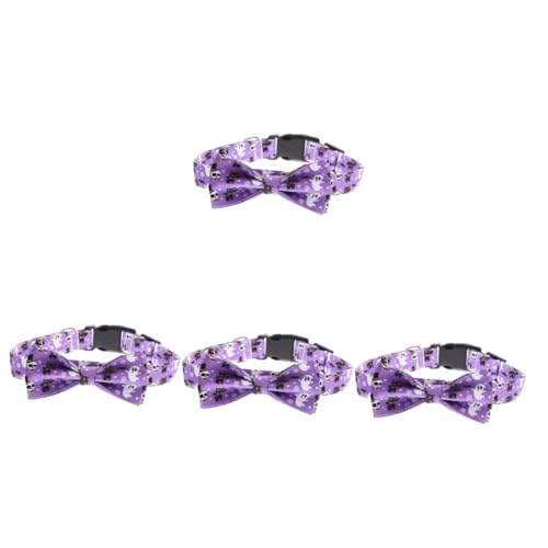 HANABASS 4 Stück Halloween-Kragen Halloween-Haustierkostüm Haustier Bowknot Halloween Dekoration Halloween-Dekoration Halloween-Haustierhalsband dekoratives Katzenhalsband Violett von HANABASS