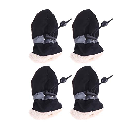 HANABASS 4 Stück Hundestiefel Wanderschuhe für Hunde Welpenschuh Schneestiefel für Haustiere Schneestiefel für Welpen Anti-Rutsch hundeschuhe Dog Shoes sockenschuhe Stiefel für Hunde Black von HANABASS