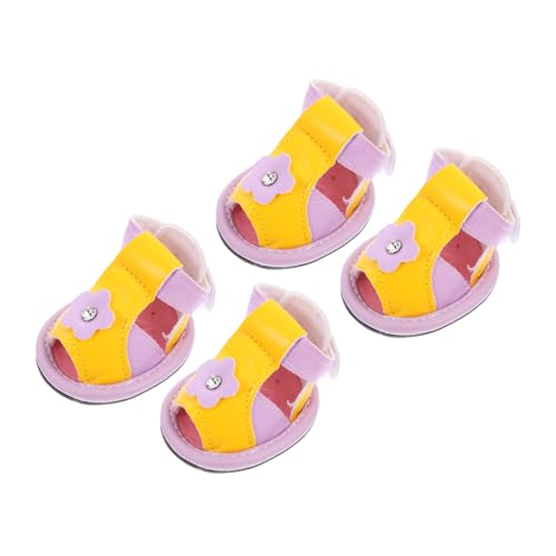 HANABASS 4 Stück Sandalen Für Hunde Hundeschuhe Kleine Hunde Hundeschuhe Für Mädchen Welpenschuhe Für Kleine Hunde Kleine Hundeschuhe Hundestiefel Fußabdeckungen Für Haustiere Violet Pu von HANABASS