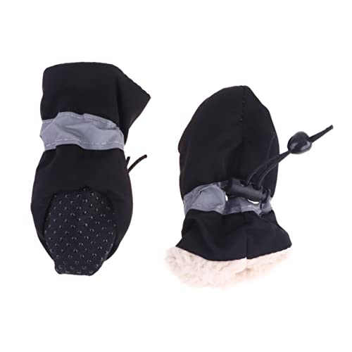 HANABASS 4 Stück Schuhe für Hunde einziehbare Hundeleine Regenstiefel für Hunde Haustier Hund Pyjama Hundeleine mit Doppelgriff Kühlung für Hunde hundeschuhe Dog Shoes Hundestiefel Black von HANABASS